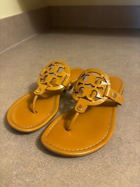 Tory Burch Caramel Miller Logo Thong Sandals